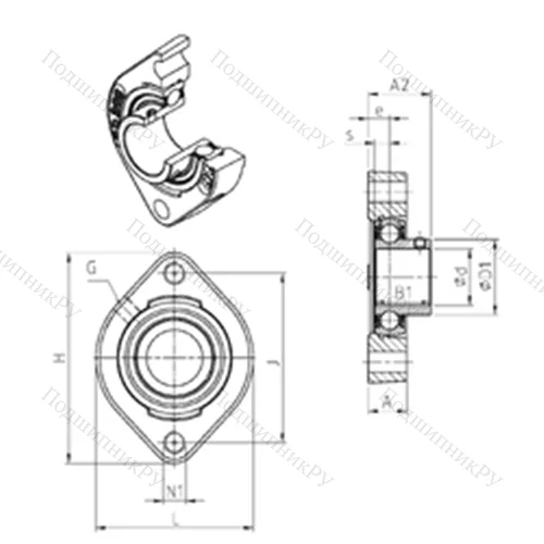 Подшипниковый узел шариковый радиальный USFD 201M 100