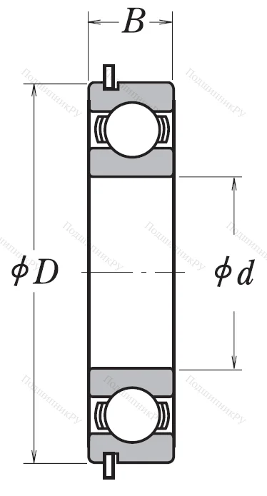 Однорядный шариковый подшипник 6207 DDU NR