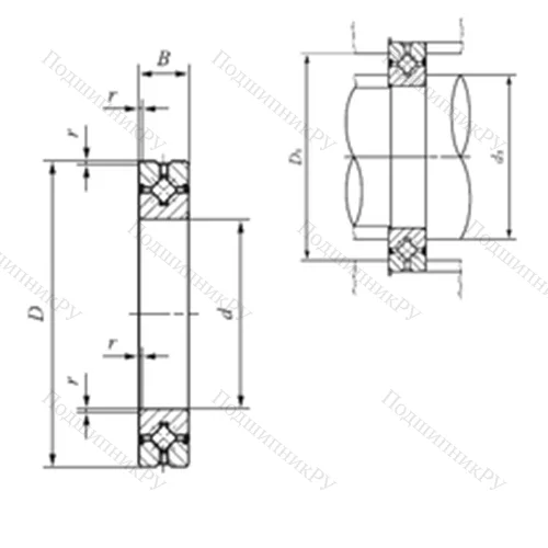 Подшипник роликовый упорно-радиальный с четырехточечным контактом CRBH 25025 A UU