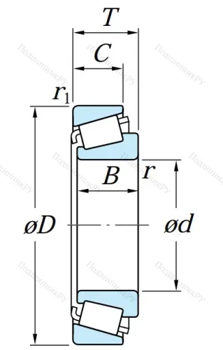 Конический роликовый подшипник 30309 DJR (31309)