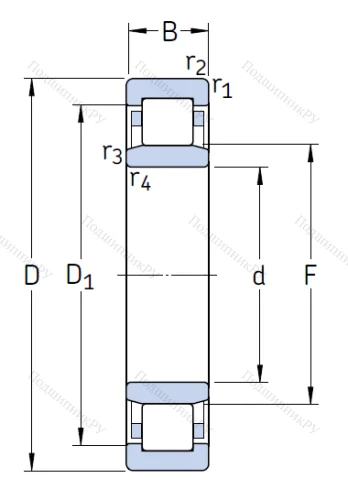 Роликовый цилиндрический подшипник NU 314 ECJ/C 3