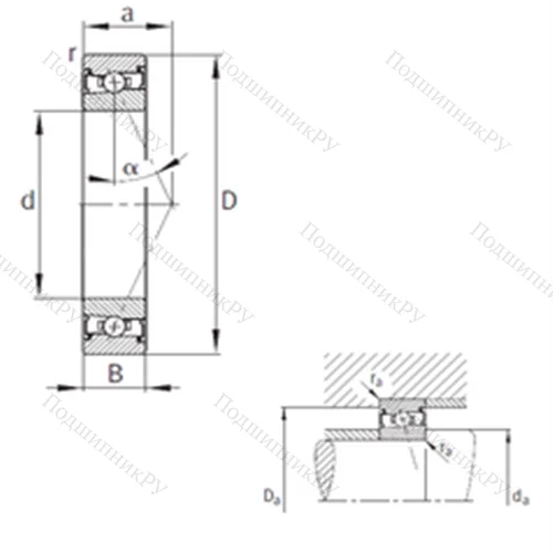 Подшипник шариковый радиально-упорный HSS 7001-E-T-P 4S