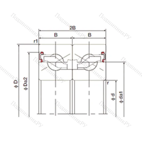 Подшипник шариковый упорно-радиальный спаренный 17TAB 04DB-2LR