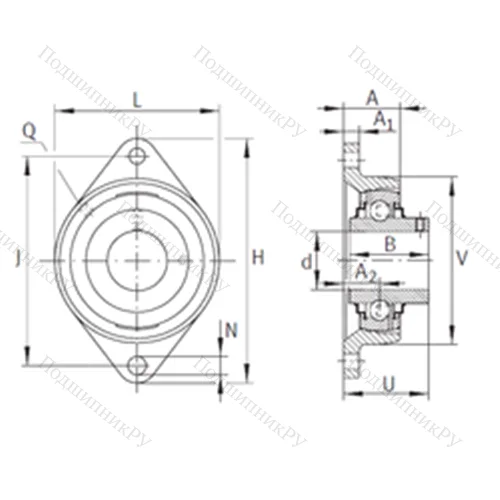 Подшипниковый узел шариковый радиальный RCJTY 1/2