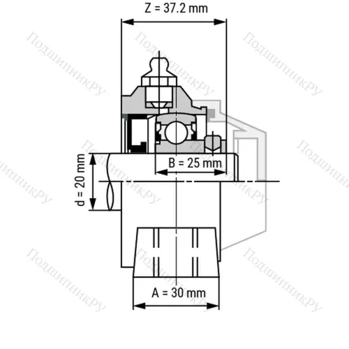 Подшипниковый узел WP-SSBP 204 - Вал: 20 мм
