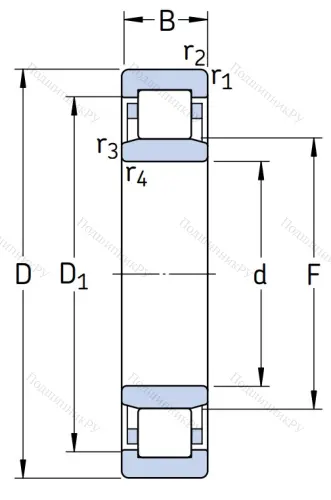 Роликовый цилиндрический подшипник NU 1022 M/C 3