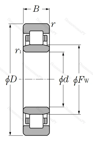 Роликовый цилиндрический подшипник NU 220