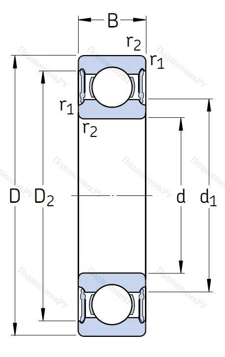 Однорядный шариковый подшипник 61802 2RS 1