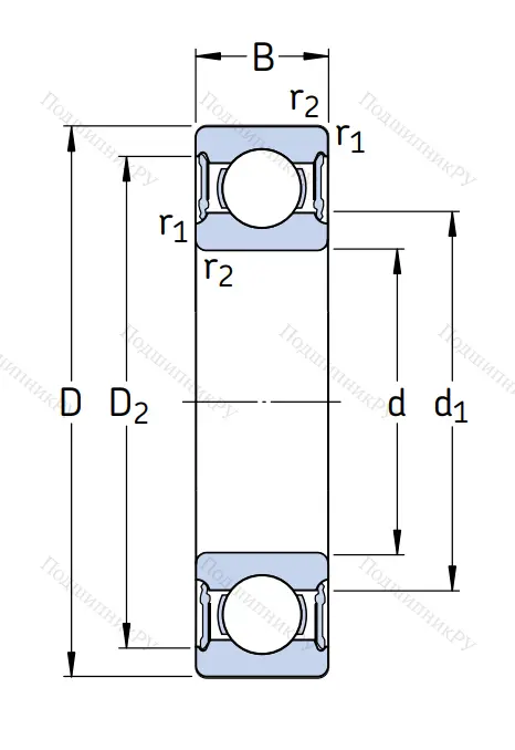Однорядный шариковый подшипник W 6301 2RS 1