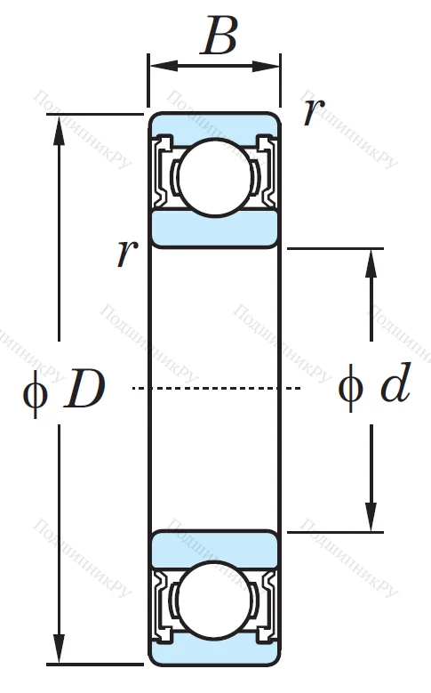 Однорядный шариковый подшипник 6010 2RS