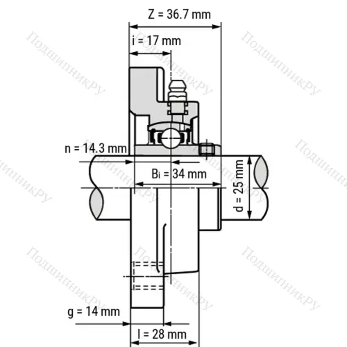 Подшипниковый узел SSUCFPL 205-B - Вал: 25 мм