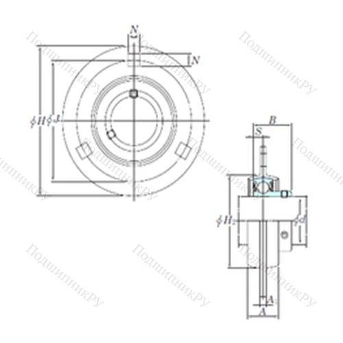 Подшипниковый узел шариковый радиальный SBPF 205-14