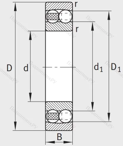 Двухрядный шариковый подшипник 2306 TVH от производителя  FAG