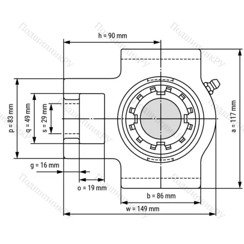 Подшипниковый узел UKT 210+H 2310 - Вал: 45 мм
