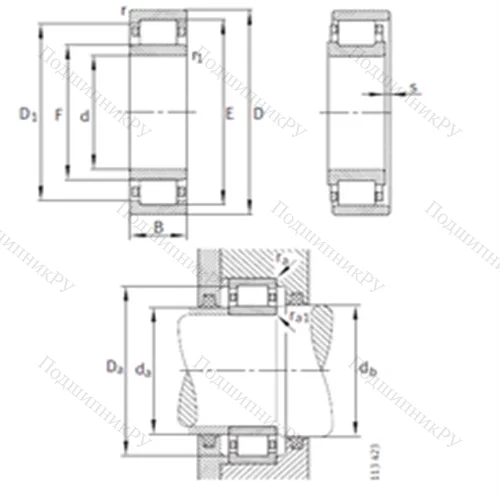 Подшипник роликовый радиальный NU 2256-E-M 1