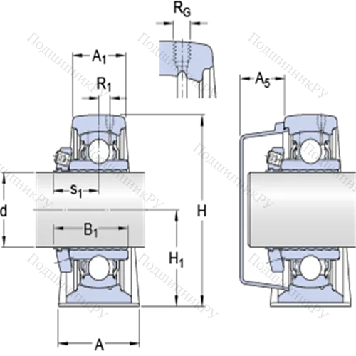 Стационарные подшипниковые узлы типа Y (литой корпус, крепление стопорными винтами) SY 55 LF