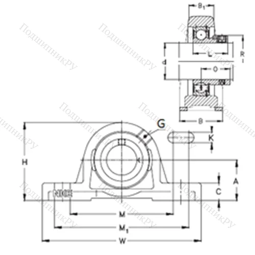 Подшипниковый узел шариковый радиальный RSAO 40-N