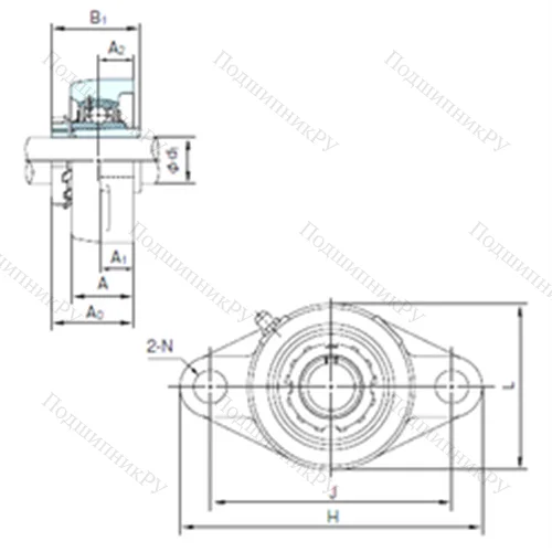 Подшипниковый узел шариковый радиальный UKFL 206+H 2306
