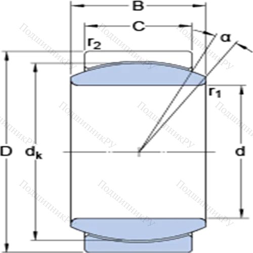 Радиальные сферические подшипники скольжения с контактными поверхностями сталь/сталь, требующие техобслуживания GE 20 C