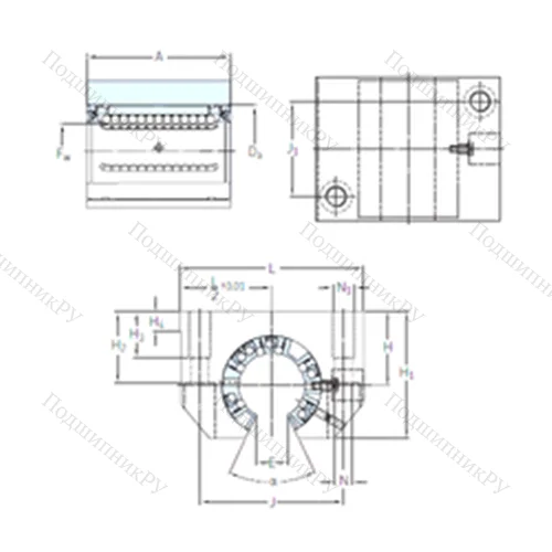 Подшипник шариковый линейный LUNF 25-2LS от производителя  SKF