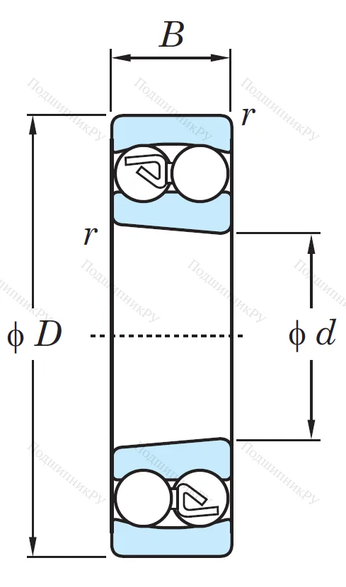 Двухрядный шариковый подшипник 2308 K MG