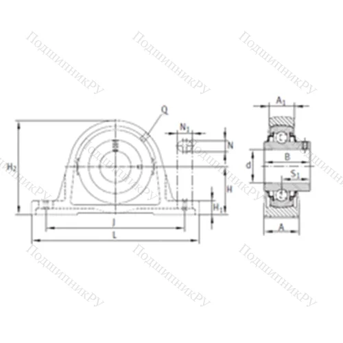 Подшипниковый узел шариковый радиальный RASEY 55