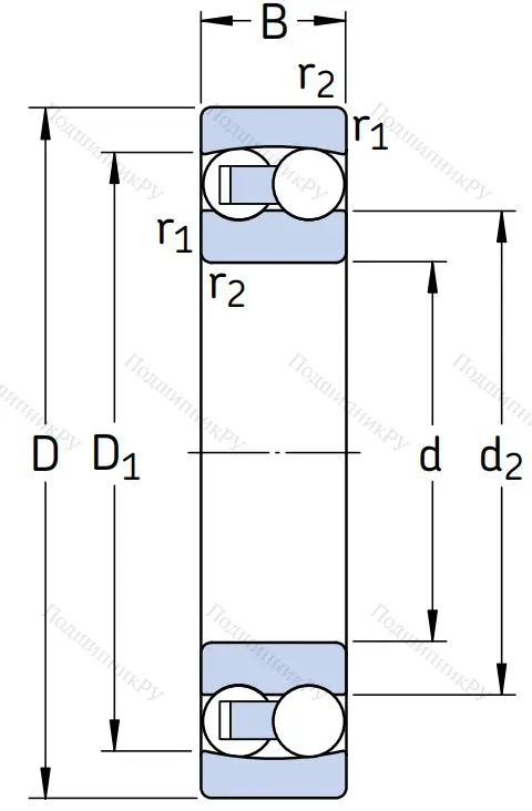 Двухрядный шариковый подшипник 2312 M/C 3