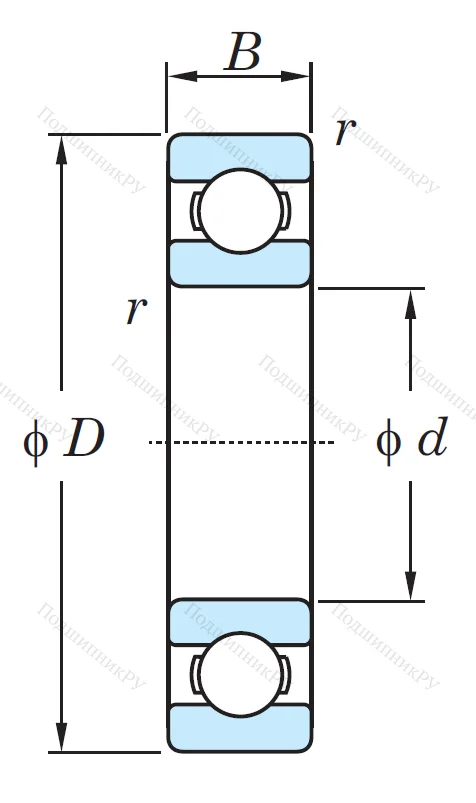 Однорядный шариковый подшипник 6016 CM