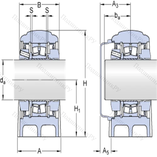 Стационарные роликоподшипниковые узлы ( ConCentra, для метрических валов) SYNT 65 L