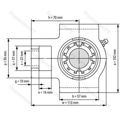 Подшипниковый узел UKT 206+H 2306 - Вал: 25 мм