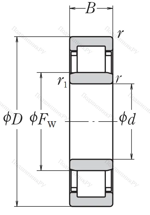 Роликовый цилиндрический подшипник NJ 307 EW C 3