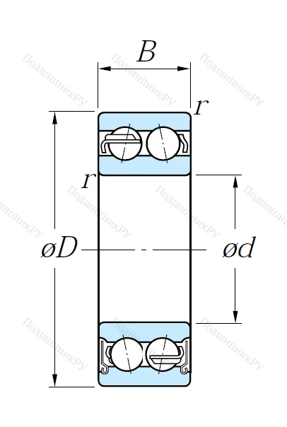 Двухрядный шариковый подшипник 5208 ZZ