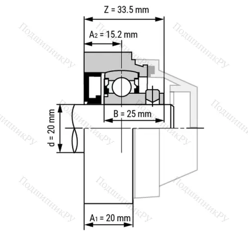 Подшипниковый узел WP-SSBFL 204 - Вал: 20 мм