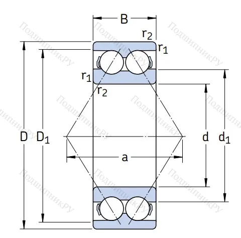 Двухрядный шариковый подшипник 3210 A