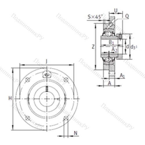 Подшипниковый узел шариковый радиальный RME 75