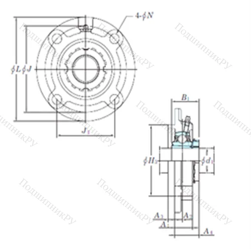 Подшипниковый узел шариковый радиальный UKFCX 10