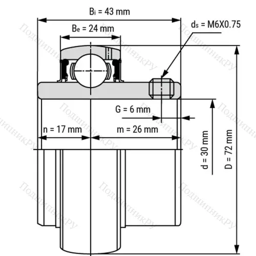 Радиальный шариковый подшипник UC 306 - Вал 30мм