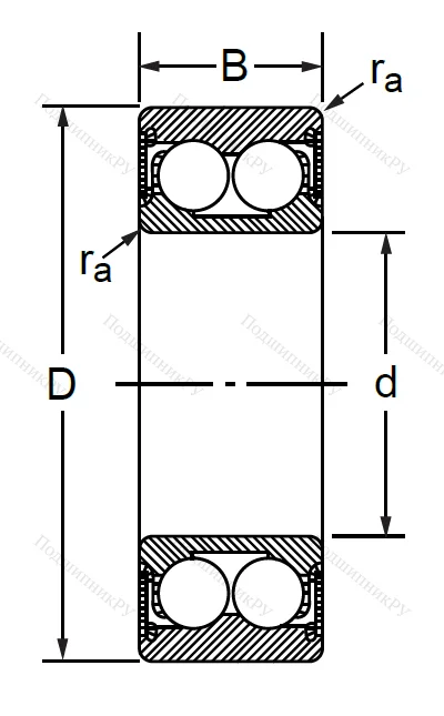 Радиально-упорный шариковый подшипник 3056304 2RS (3304 2RS)