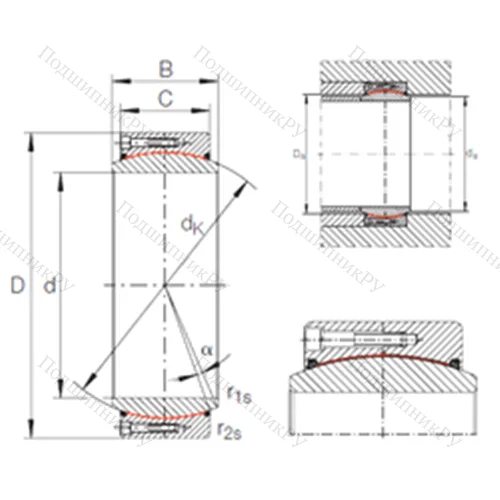 Подшипник скольжения сферический GE 530 DW-2RS 2