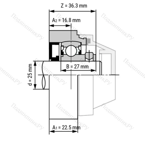 Подшипниковый узел WP-SSBFL 205 - Вал: 25 мм
