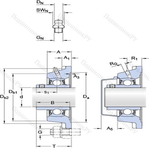 Фланцевые подшипниковые узлы типа Y (корпус типа Y-TECH, квадратный фланец, крепление стопорными винтами) FY 2.1/2 TF
