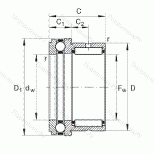 Шарикоподшипник упорный комбинированный с игольчатыми роликами NKX 40